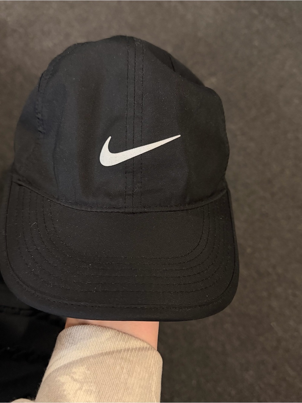Nike Black Featherlight Dri-FIT Cap with White Swoosh